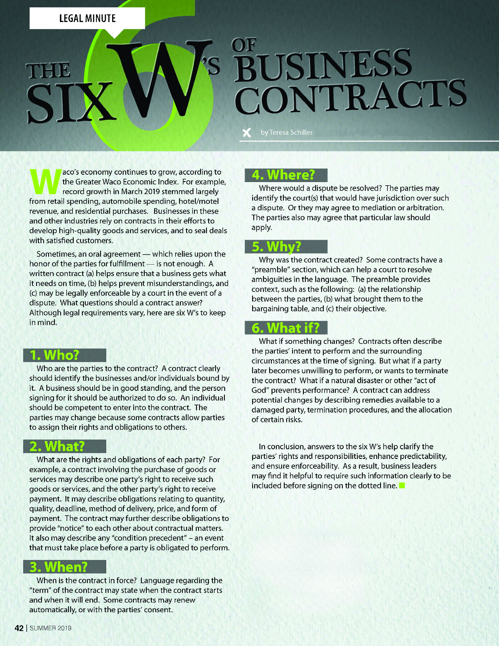 The 6 W’s of Business Contracts