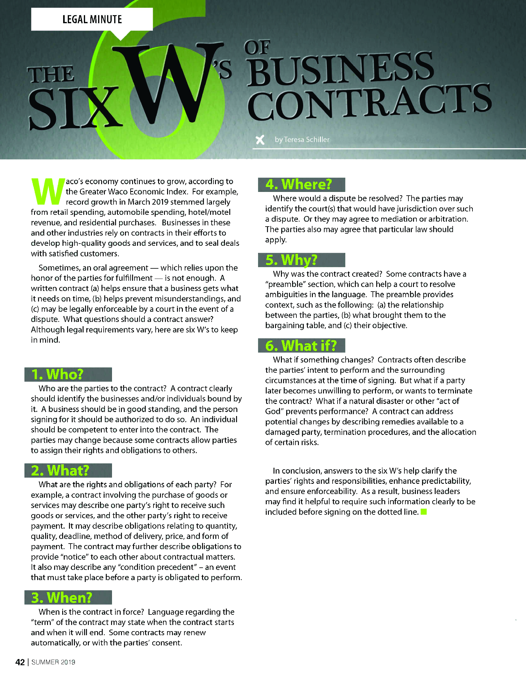 The 6 W’s of Business Contracts